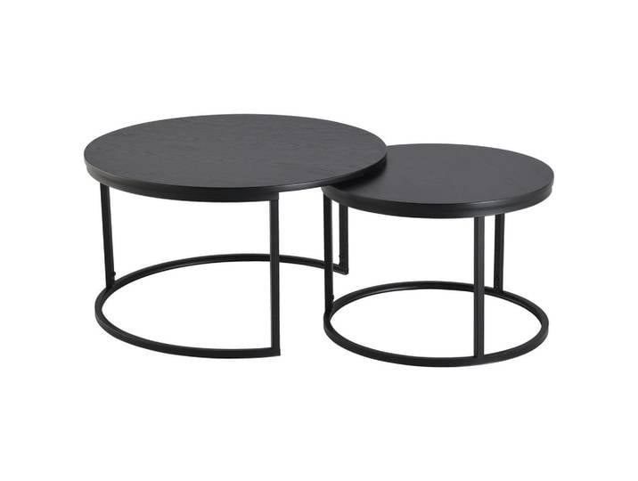 Mid.you Couchtischset, Schwarz, Metall, 2-teilig, rund, 60x45x80 cm, Wohnzimmer, Wohnzimmertische, Couchtische