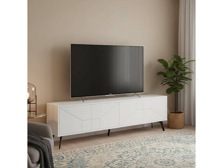 Dmora TV-Möbel Aljanah 180x29,6x50h cm Weiß EIN Regal