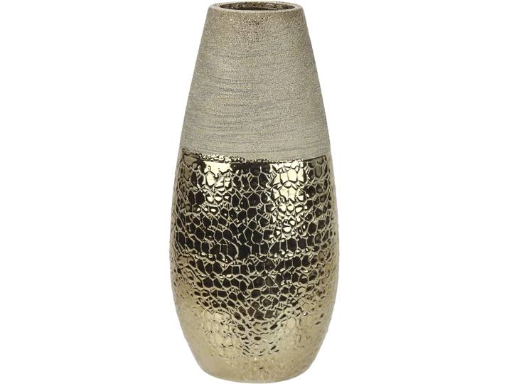Dekovase I.GE.A. Blumenvase , braun, B:14cm H:31cm, Keramik, Vasen, Dekovase, Dekovase Zylindervase silber weiß glänzend Blumenvase Modern Tischvase