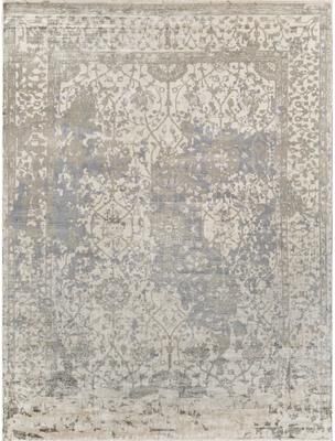 Exquisite Rugs Antique Weave Bamboo hand-knotted Bamboo Silk Silver Area Rug
