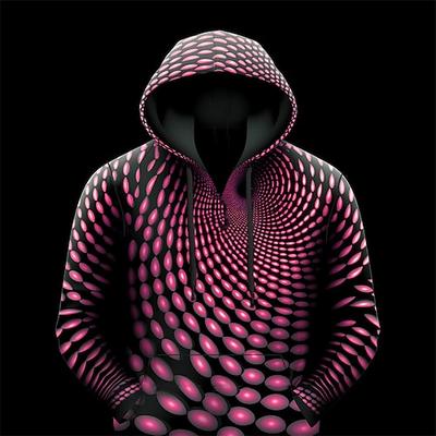 Herren Grafik Optische Täuschung Kapuzensweatshirt Kapuzenshirts Pullover Mode Täglich Basic Lässig Langarm Mit Kapuze Urlaub Sport im Freien Ferien Streetwear Gelb Rosa Braun Grün Druck Fronttasche