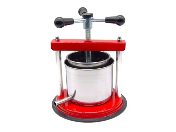 AlcoFermBrew Käsepresse 1,8 Liter und Presskorb 1,4 L (Käseform) - Obstpresse, Weinpresse, Saftpresse, Fruchtpresse