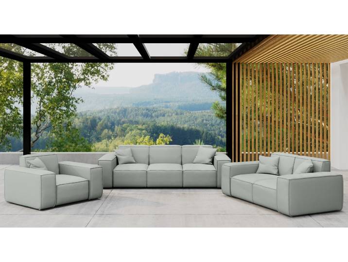 Kaiser Möbel Gartenmöbel-Set 3 2 1 für Garten, Terrasse, Gartenmöbel, MALIBU Lounge-Set, gemütlich und komfortabel Hellgrau