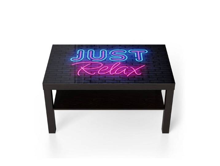 DEQORI Couchtisch 'Spruch im Neon-Design', Glas Beistelltisch Glastisch modern