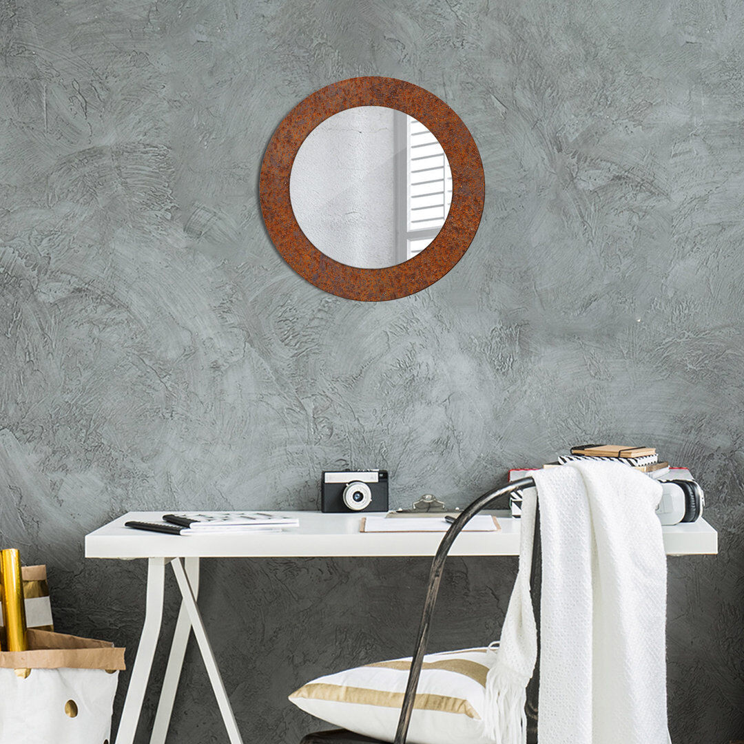 East Urban Home Huldar Glass Flat Mirror Brown Rusted Metal 50cm H x 50cm W