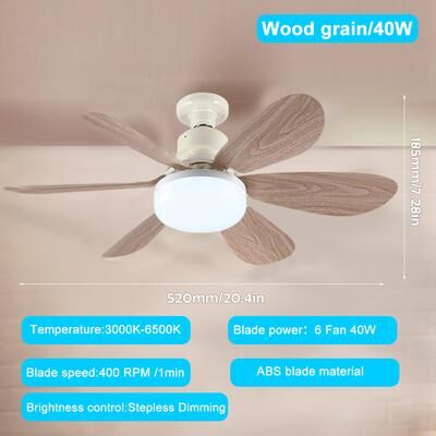 Silver Stone Store Smart LED Ceiling Fan Light, E26 E27 Base 2040W With Wireless Remote And 3 Lighting Modes For Living Room & Home 52cm Woodgrain
