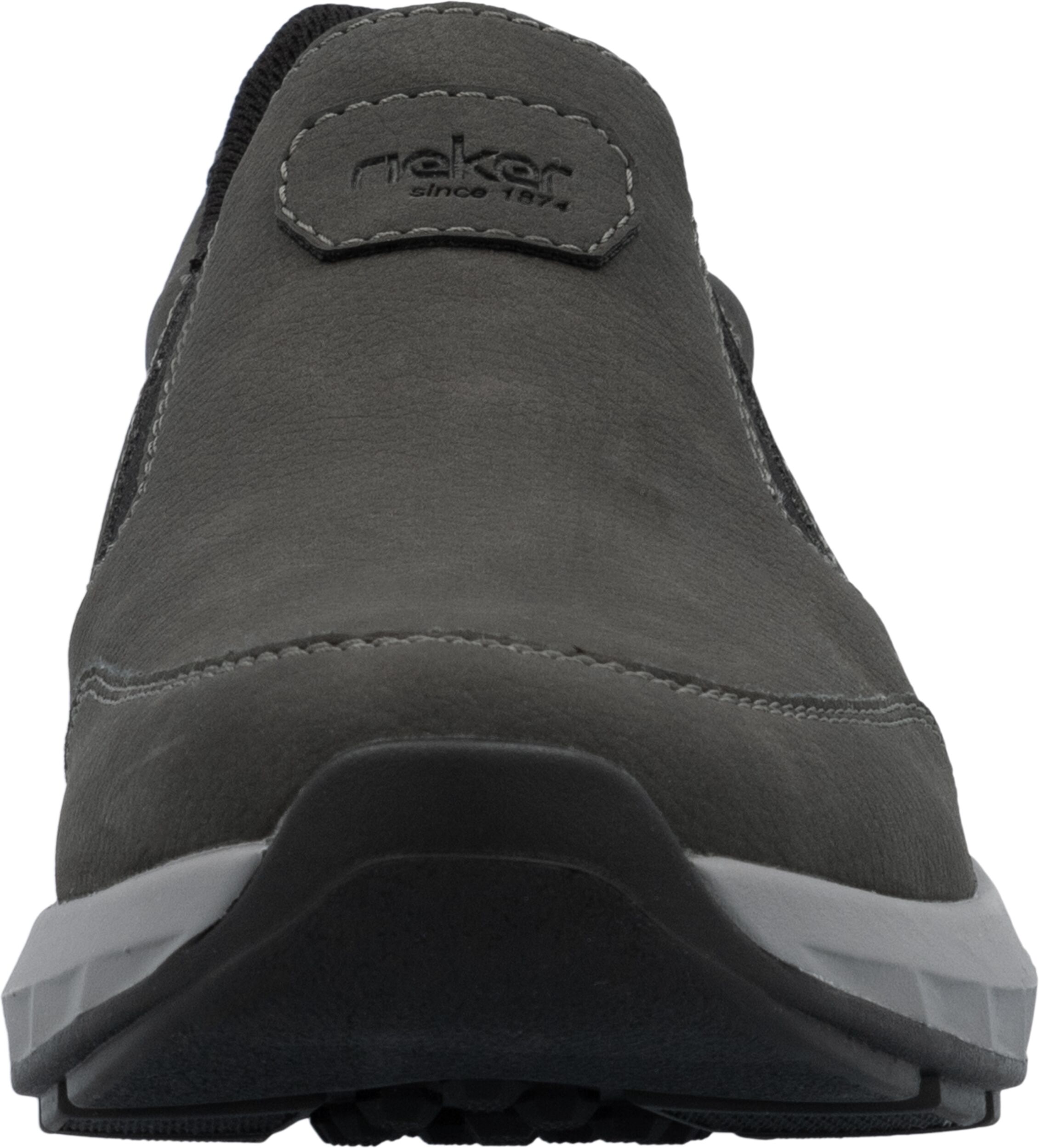 Slipper RIEKER, Herren, Gr. 44, Textil, grau, Lederimitat, unifarben, Schuhe Slipper, Schlupfschuh, Halbschuh, Slip-on Sneaker mit Ziernähte grau 44, Textil