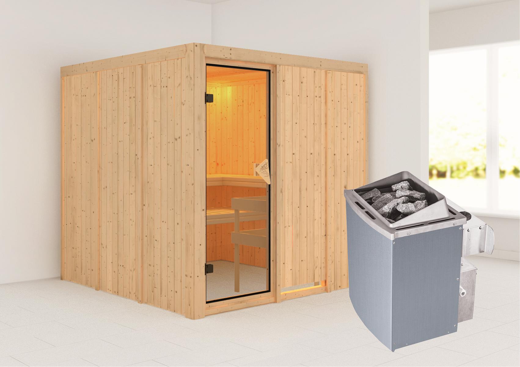KARIBUHOLZT Sauna Rodin Front, 9kW integr.Strg bronz.GGT 08288389