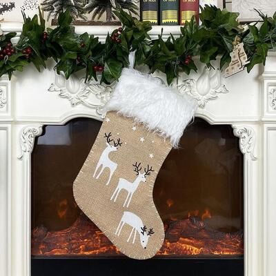 Inspired Deals Reindeer Christmas Stocking Gift Bag Plush Christmas Decoration For Candy & Small Gifts yellow