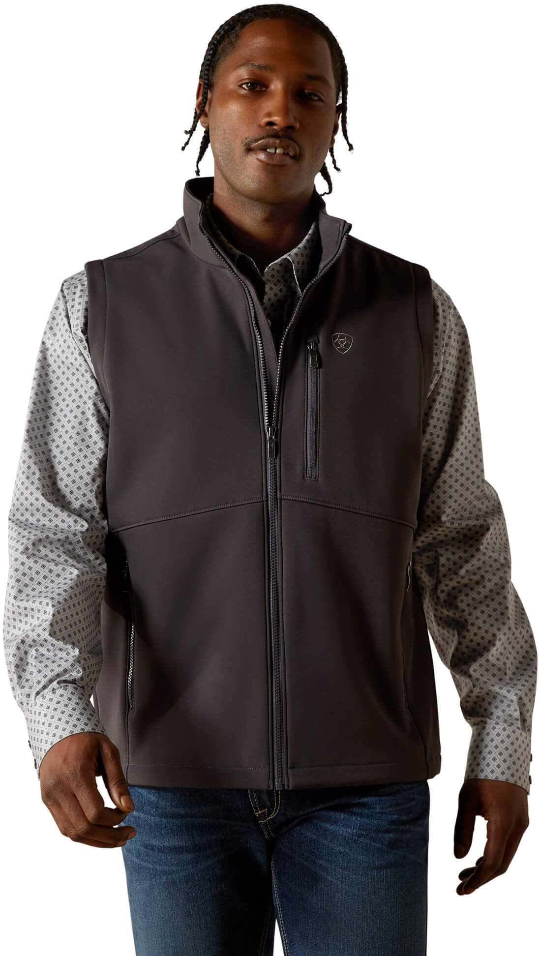 Men's Logo Softshell Vest in Phantom, Size: Large by Ariat