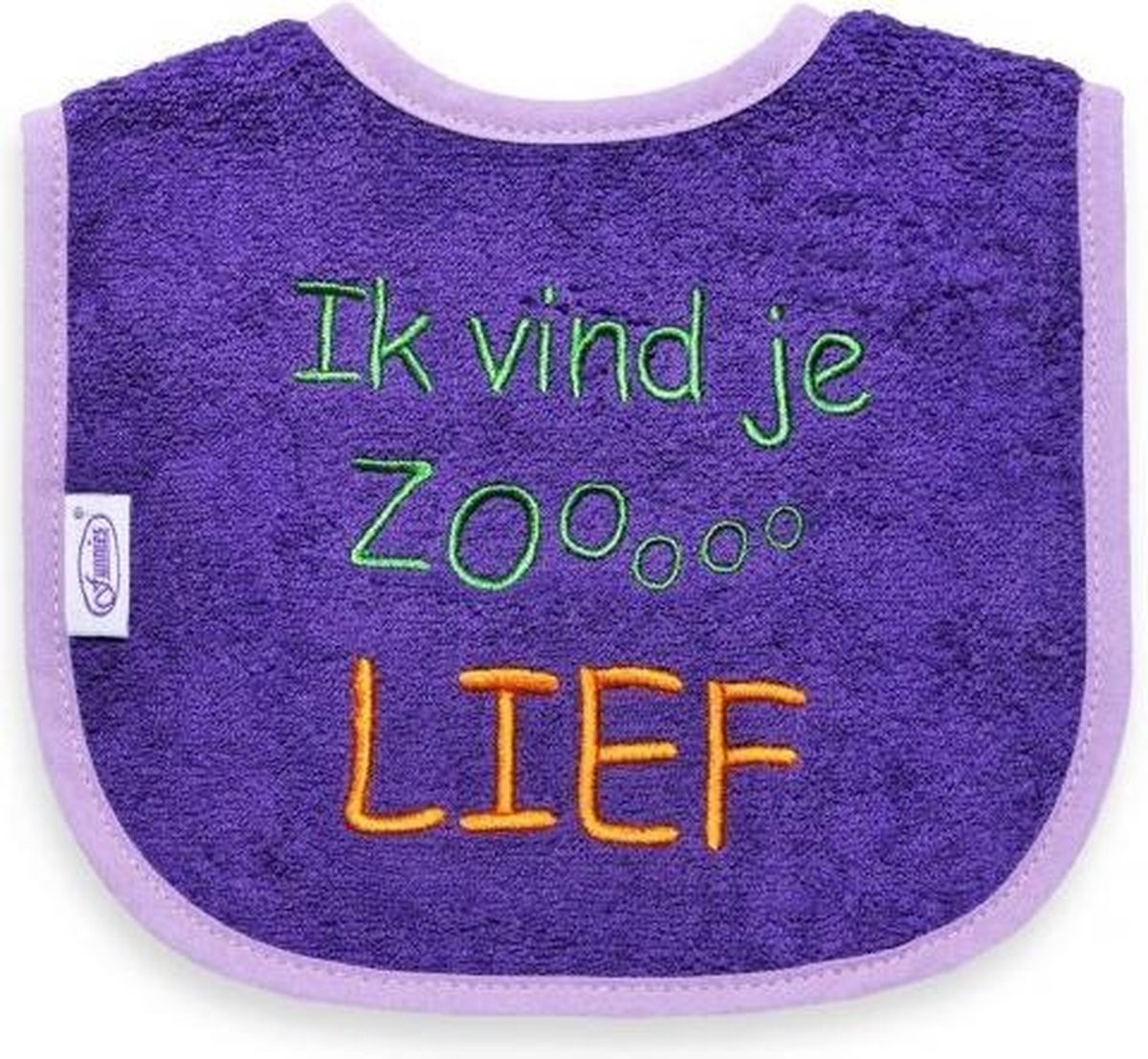 Funnies Slabber Ik Vind Je Zooo Lief - Paars - 40 cm - Katoen