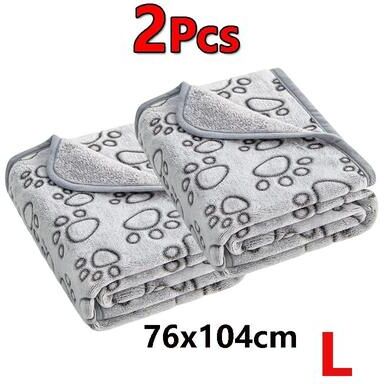 Inspired Finds CozyPaws Plush Pet Blanket Set For Dogs & Cats 2pcs Gray l