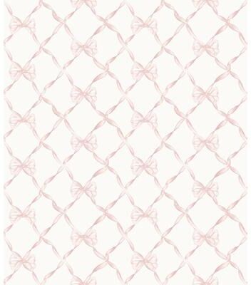 LoveShackFancy Baby Bow Faded Primrose Ribbon Trellis Wallpaper