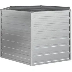 Helloshop26 - Hochbeet für Pflanzen und Blumen Terrasse Garten 129 x 77 cm verzinkter Stahl silber 02_0039363