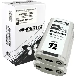 2 Kompatible Tinten ersetzt HP C9403A 72 Doppelpack matt schwarz