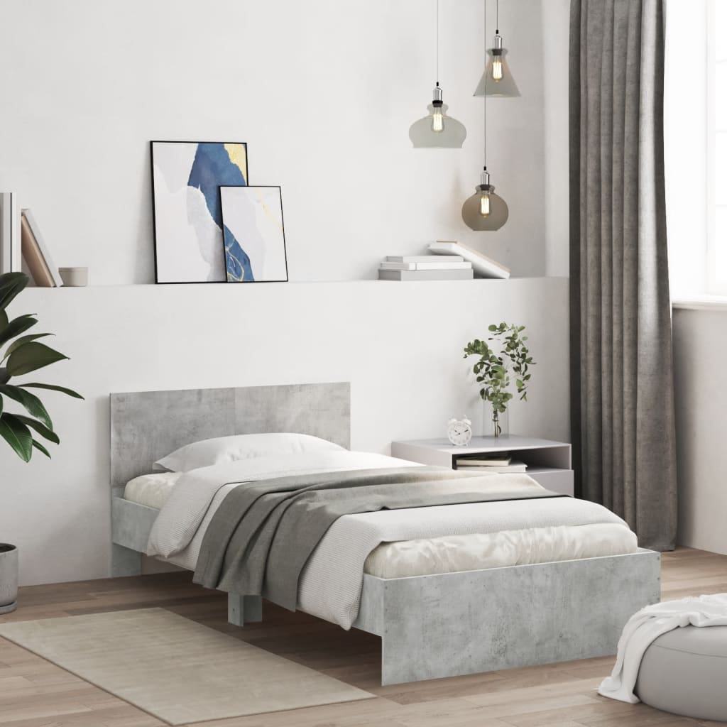 vidaXL Bed Frame Concrete Grey 100 x 200 cm