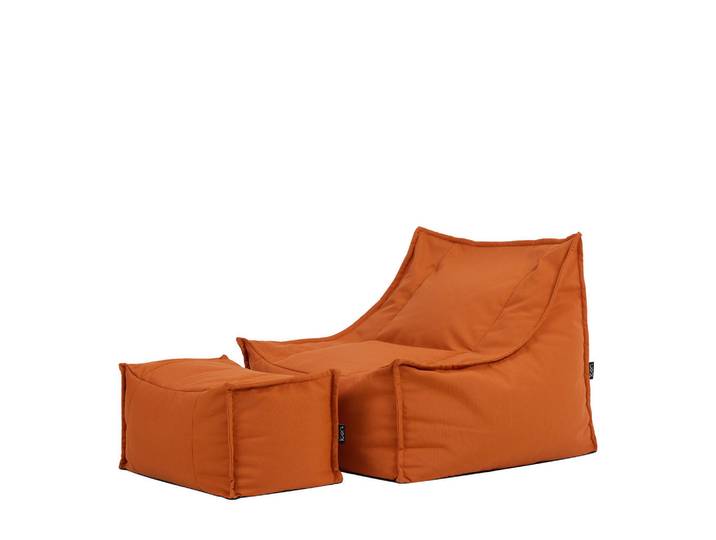 icon Sitzsack Outdoor-Sessel Alto + Hocker, Orange, 300 L, Füllung: EPS Mikroperlen, Rechteckig, 94x75x94 cm, Gartenmöbel, Gartensessel, Outdoor-Sitzsäcke