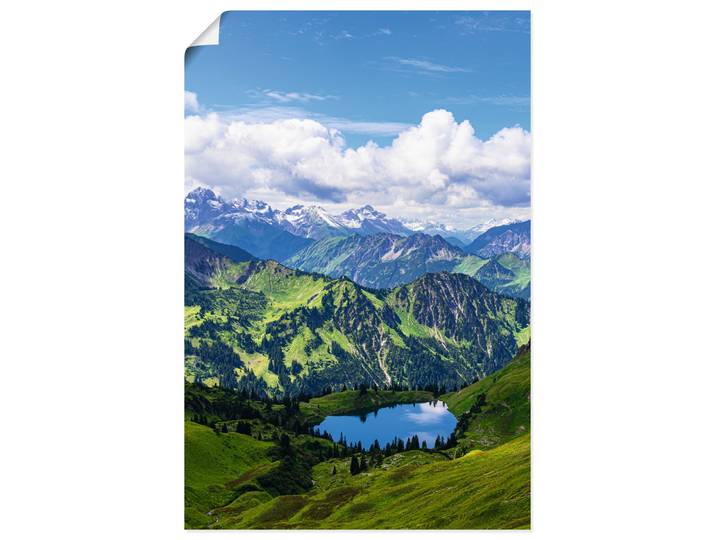 Wandbild ARTLAND Nebelhorn bei Obersdorf Alpen Seealpsee , grün (farbe bild(er): blau), B:80cm H:120cm, Papier, Bilder, Wandbild, als Alubild, Leinwandbild, Poster, Wandaufkleber in verschied. Grössen