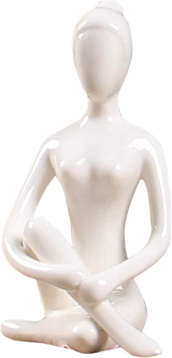 Handgemaakte witte keramische yoga beeldjes van porselein voor decoratie op tafel