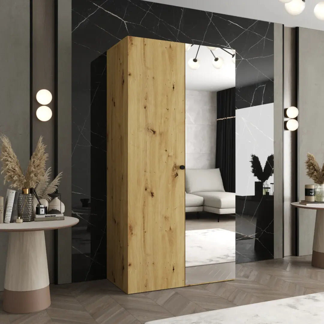 17 Stories Manufactured Wood Wardrobe Oak Artisan 202cm H X 100cm W X 52cm D