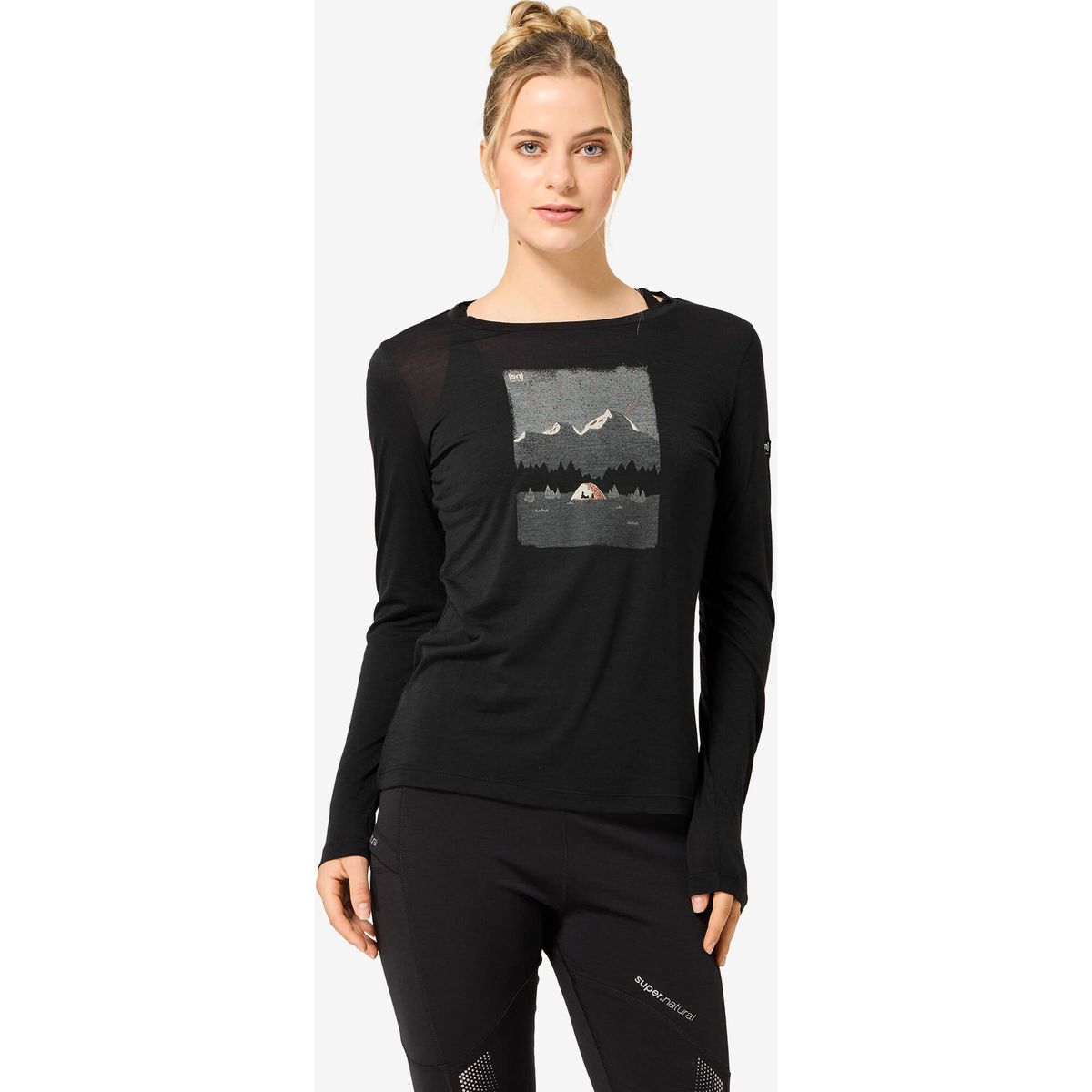 Super.Natural W Outdoor Night LS jet black/copper/various (73J) L SNWP0412073JL