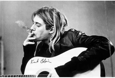 Inspired Finds Kurt Cobain Retro Rock Music Canvas Poster For Bar Cafe & Home Wall Decor smoky Acoustic Vibes 15.75x23.62in No Frame
