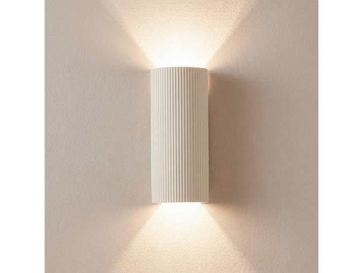 Applique murale Colja Lindby, dimmable, beige, Salon / Salle à manger, Plâtre / Terre Cuite, Applique Murale