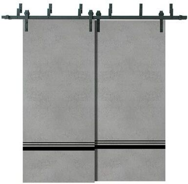 SARTODOORS Planum 0012 Concrete Wood Barn Bypass Doors