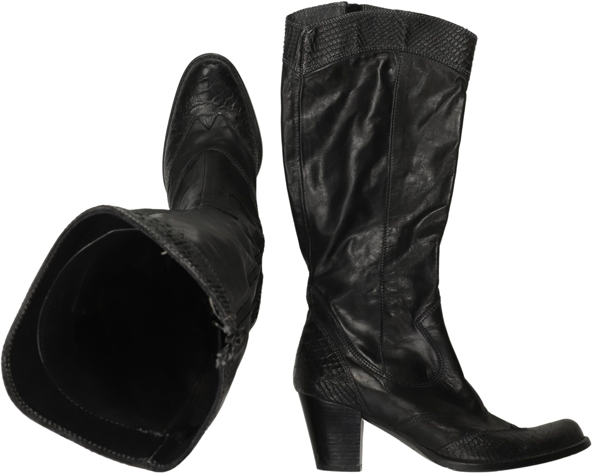 Mexx Damen Stiefel, Schwarz, Gr. EU 38, Leder - Second Hand