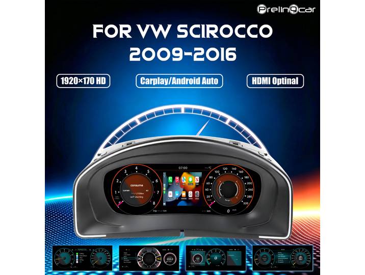 Écran LCD numérique de 10,25 pouces pour tableau de bord de Volkswagen Scirocco 2009-2016, panneau d'instruments, compteur de vitesse