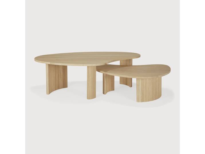 Ethnicraft Organische Salontafel Boomerang Eikenhout, set van 2 stuks - Naturel