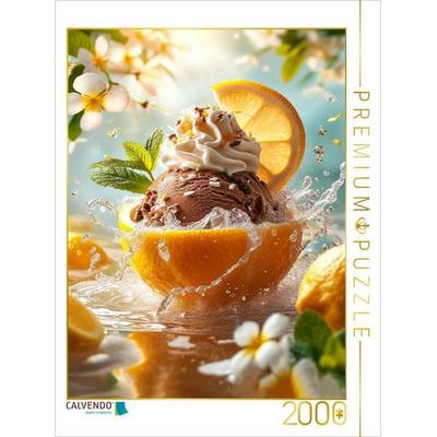 CALVENDO Puzzle Schokoladen-Eiscreme mit Minze und Sahne-Topping, serviert in einer Zitronenschale | 2000 Teile Lege-Größe 90x67cm Foto-Puzzle für