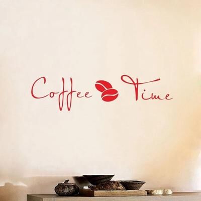Uplift Essentials Coffee Wall Art Decal Stylish Vinyl Coffee Stickers For Kitchen, Cafe, And Office Decor red 19 X 5 In