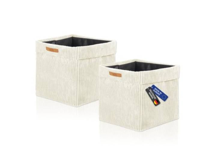 Lycce Boîte de Rangement Kallax Lot de 2 Insert 33 x 33 x H31 cm Housse Cord Amovible Compatible Étagère Kallax Boîtes Pliables en Non-Tissé Vanille