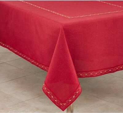 Saro Lifestyle Holiday Tablecloth With Embroidered Border Design