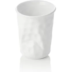 4x Becher, Ø 8 cm, 200 ml, weiß, Porzellan, Kaffee Tasse, gehämmerte Optik