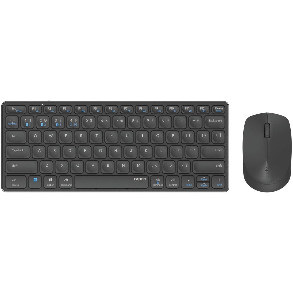 Rapoo 9600M Draadloze Multimode Blade Combo Set QWERTY US Toetsenbord Grijs
