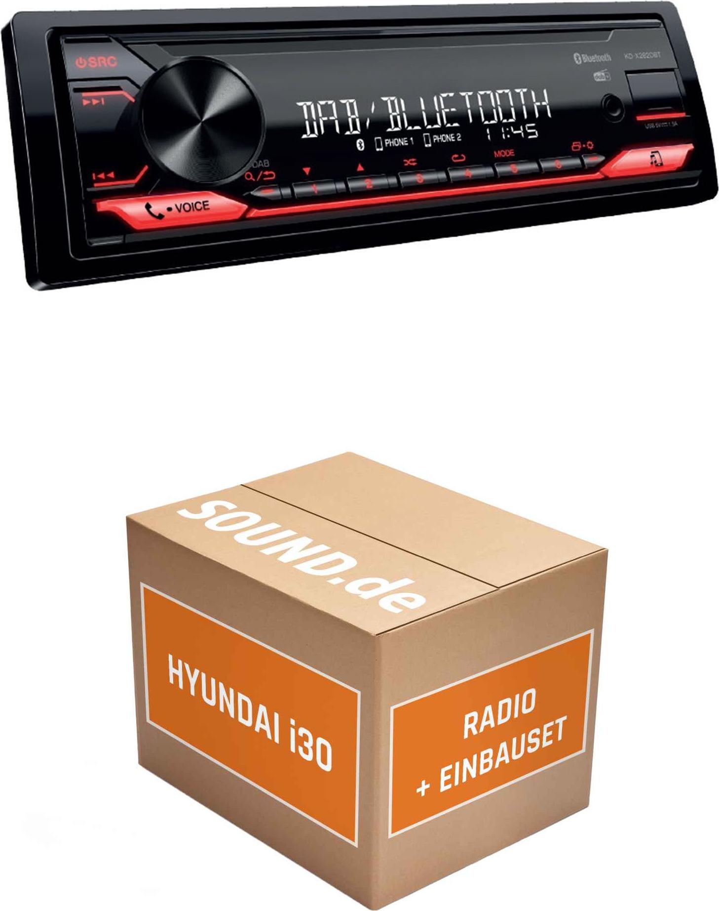 Autoradio Einbaupaket JVC KD-X282DBT passend für Hyundai i30 FD + Klimaautomatik | Bluetooth: Telefonieren & Audiostreaming