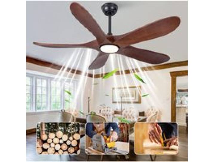 Modenuit ventilateur de plafond 106 cm avec eclairage LED telecommande 6 vitesses bois et noir