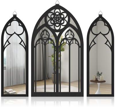 Fusion Finds Vintage Gothic Wall Mirror Set With Cathedral Arch Design For Bedroom & Living Room Decor Vintage Gothic Wall Mirror Set With Cathedral Arch Design For Bedroom & Living Room Decor