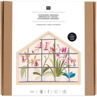Stickpackung Vorgezeichnet, Orchideen, klein, inkl. Dekostic