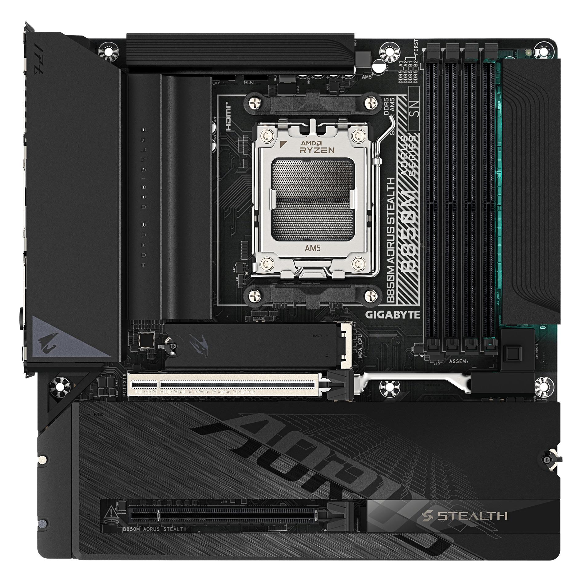 Gigabyte B850M AORUS STEALTH AM5 4xDDR5 HDMI DP 3xM.2 (AM5, AMD B850, mATX) (B850M AORUS STEALTH)