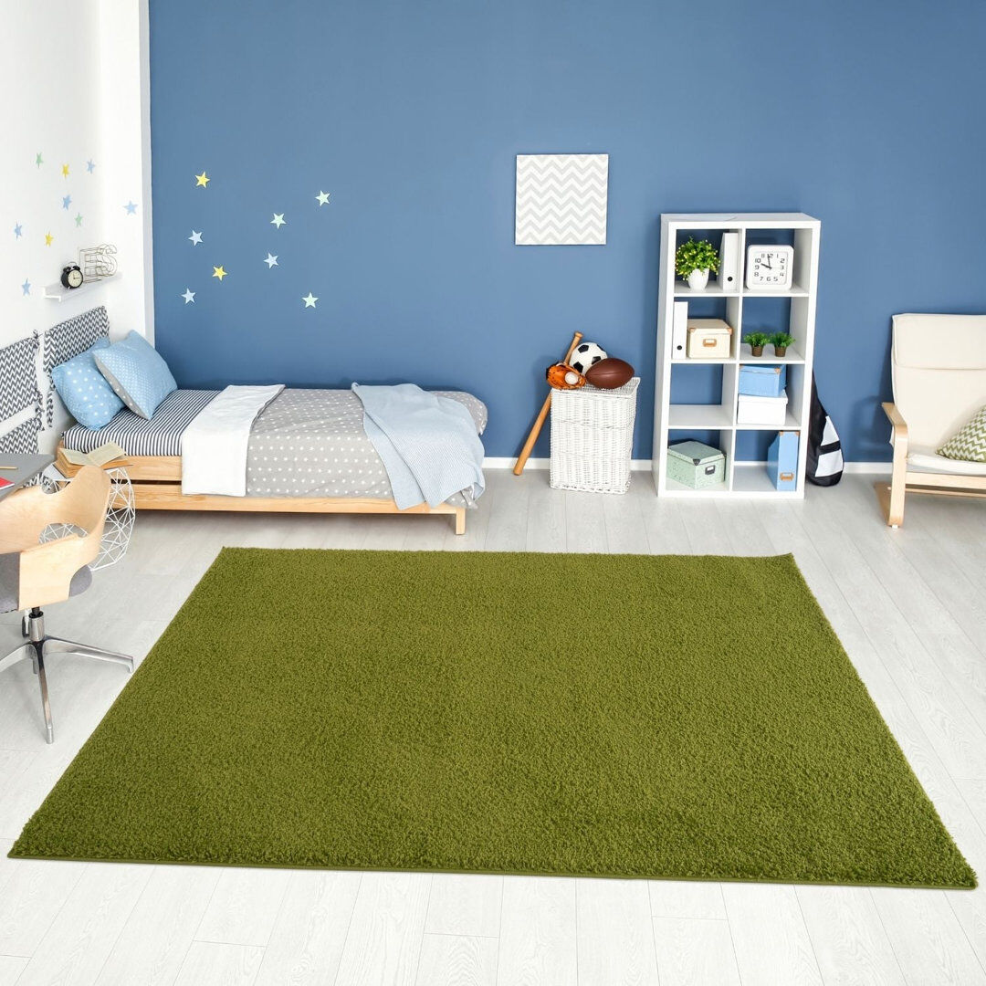 THE RUGS Myshaggy Collection Rugs Solid Design in Green Green Rectangle 240 x 340 cm