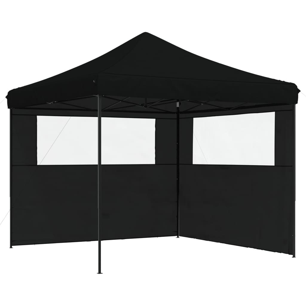 vidaXL Partytent, inklapbaar pop-up model met 2 zijpanelen, zwart