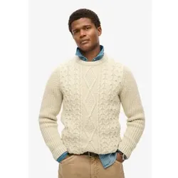 Superdry für Herren. M6110638A Weißer Jacob Zopfstrickpullover (XL), Lässig, Acryl, Nachhaltig