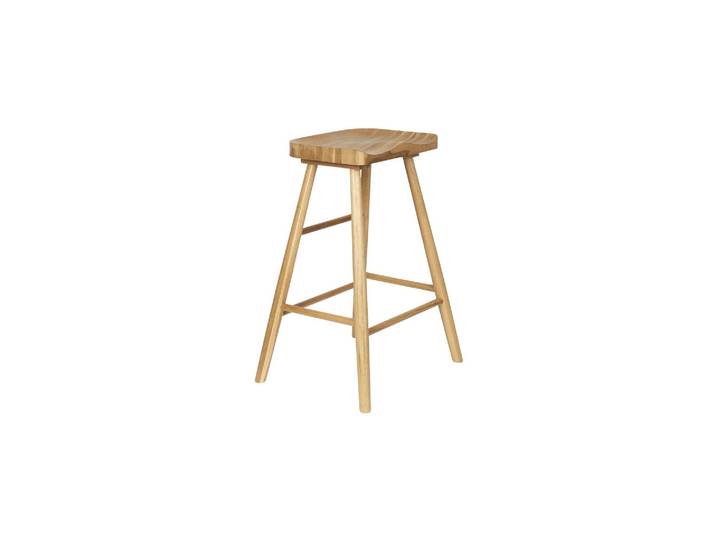 Tabouret de bar en bois beige, uni - White Label, Vander - 39x50x