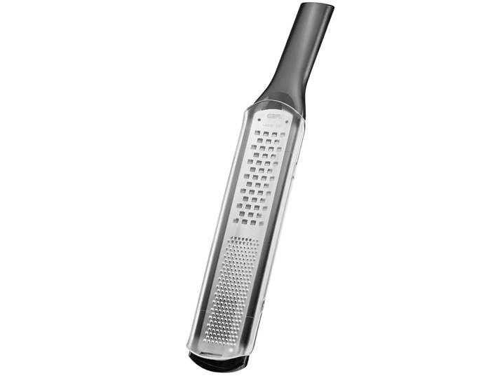 Multireibe GEFU RAFINO , silber (silberfarben, schwarz), B:4,6cm L:32,4cm T:2,2cm, Edelstahl, Kunststoff, Küchenreiben, Multireibe