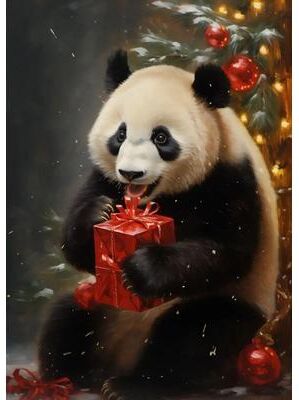 Inspired Finds Classic Santa Claus Christmas Canvas Wall Art Festive Holiday Poster Decor 19.69x27.56in panda Gift Joy