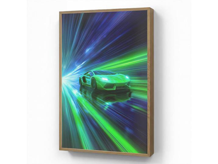 OnlyWow Wandleuchte MIT Akku Geschwindigkeit - Leicht - Sportwagen - Grün 70x100 cm, Rechteckig, LED integrated, 70x100x8 cm, Lampen & Leuchten, Innenbeleuchtung, Wandleuchten