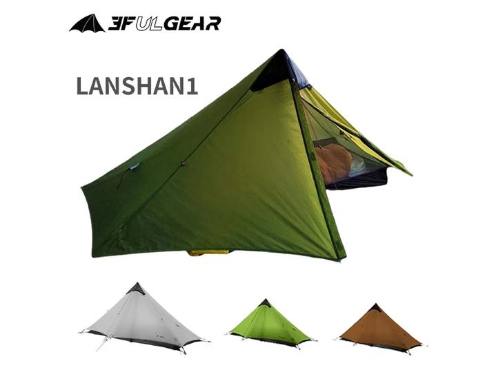 Tente pyramidale ultralégère 3F UL GEAR LANSHAN1 pour le camping, la randonnée en plein air, 1 personne, 15D nylon, tente 3/4 saisons, tente imperméable